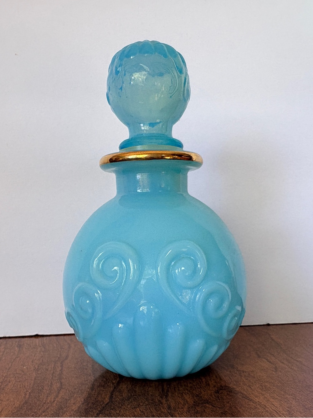 Vintage 1970s Avon Bottle “Bristol Blue" Opaline Glass Body with Stopper